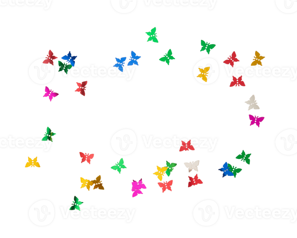Colorful butterflies in various shades create vibrant circular pattern png