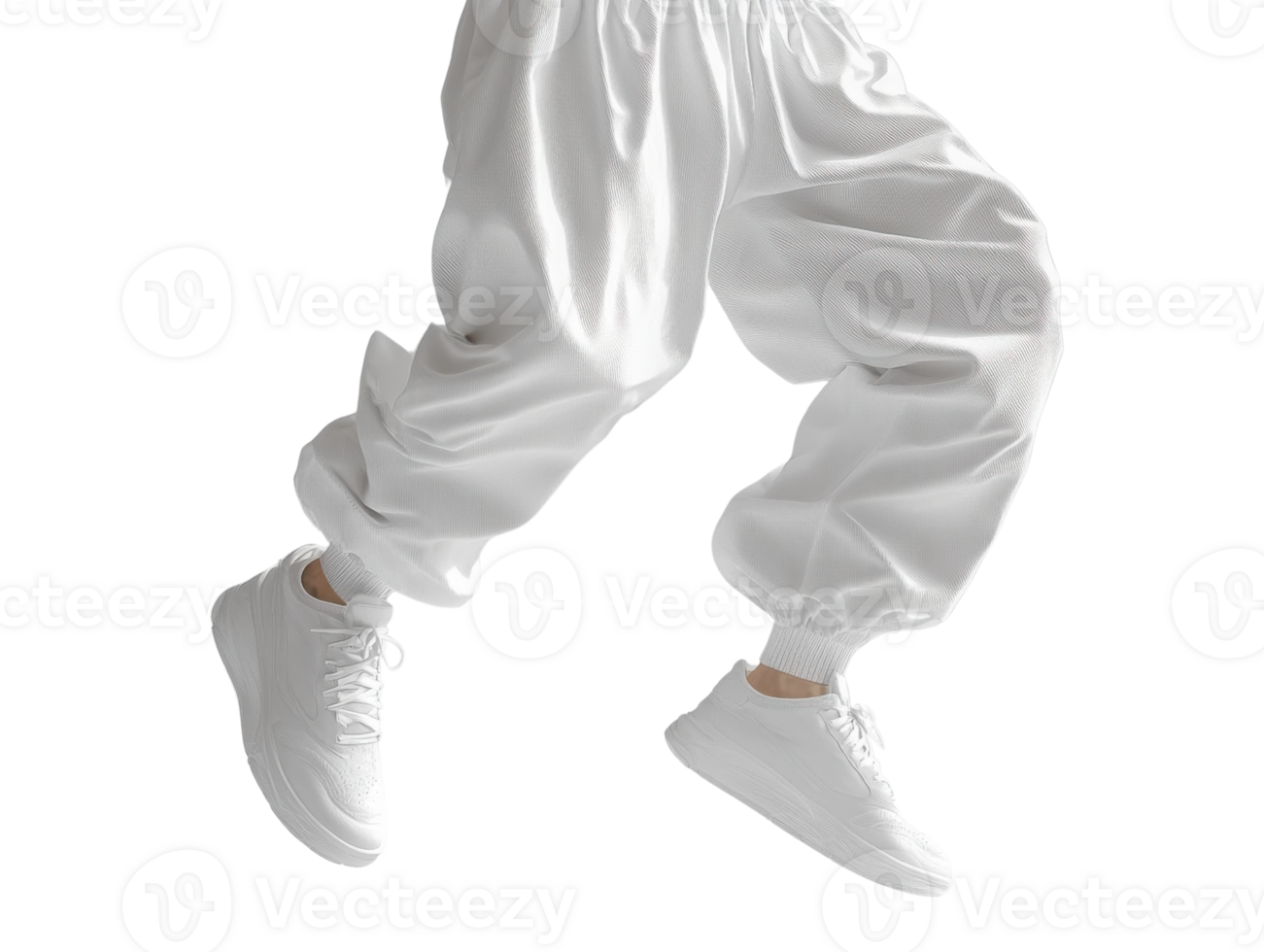 White athletic shoes and loose pants in motion, showcasing dynamic style png