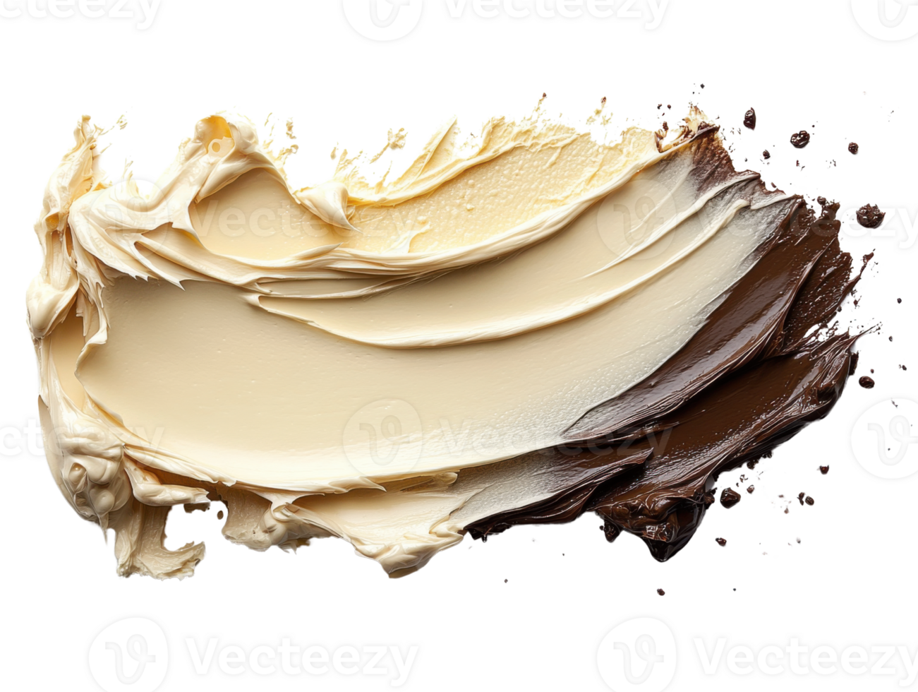 Creamy texture of spreadable food product on transparency background, showcasing rich colors and smooth consistency png