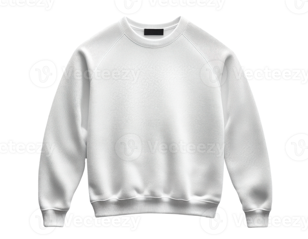 White sweatshirt with textured design and ribbed cuffs, perfect for casual wear png