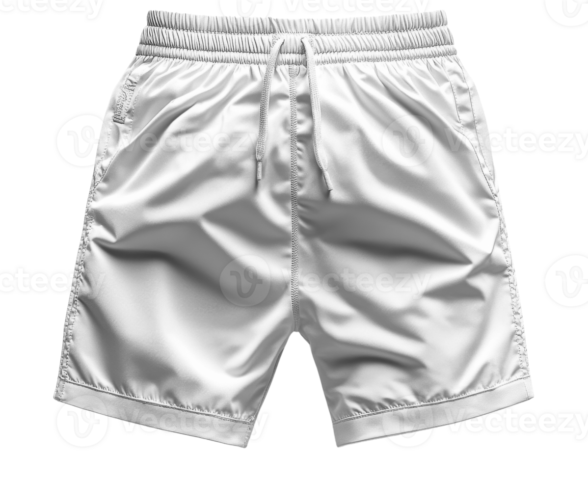 A White athletic shorts with elastic waistband and drawstring png