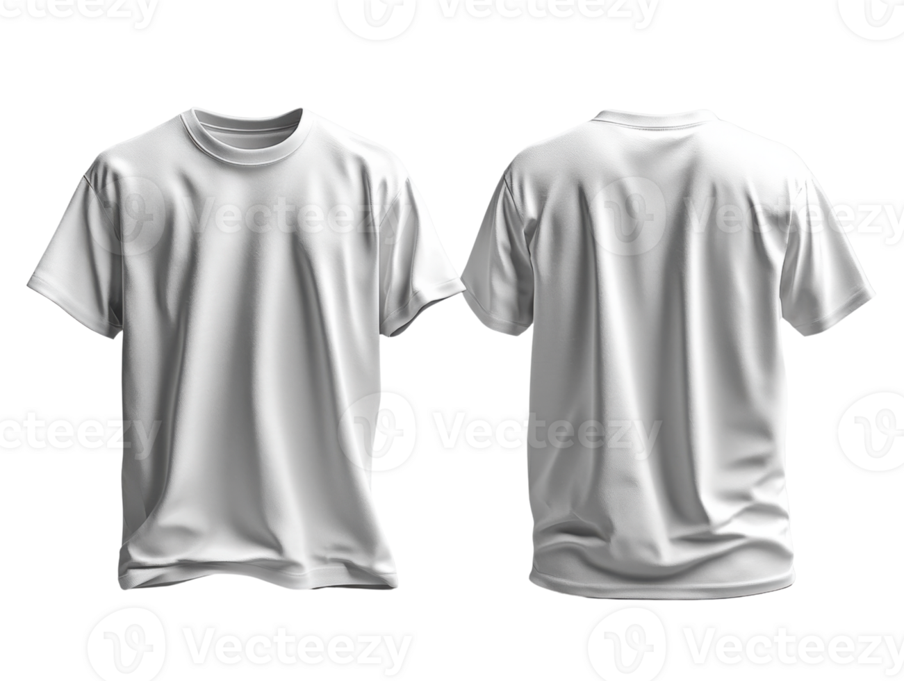 Collection of white t shirt mockup, front and back view, suitable for design png