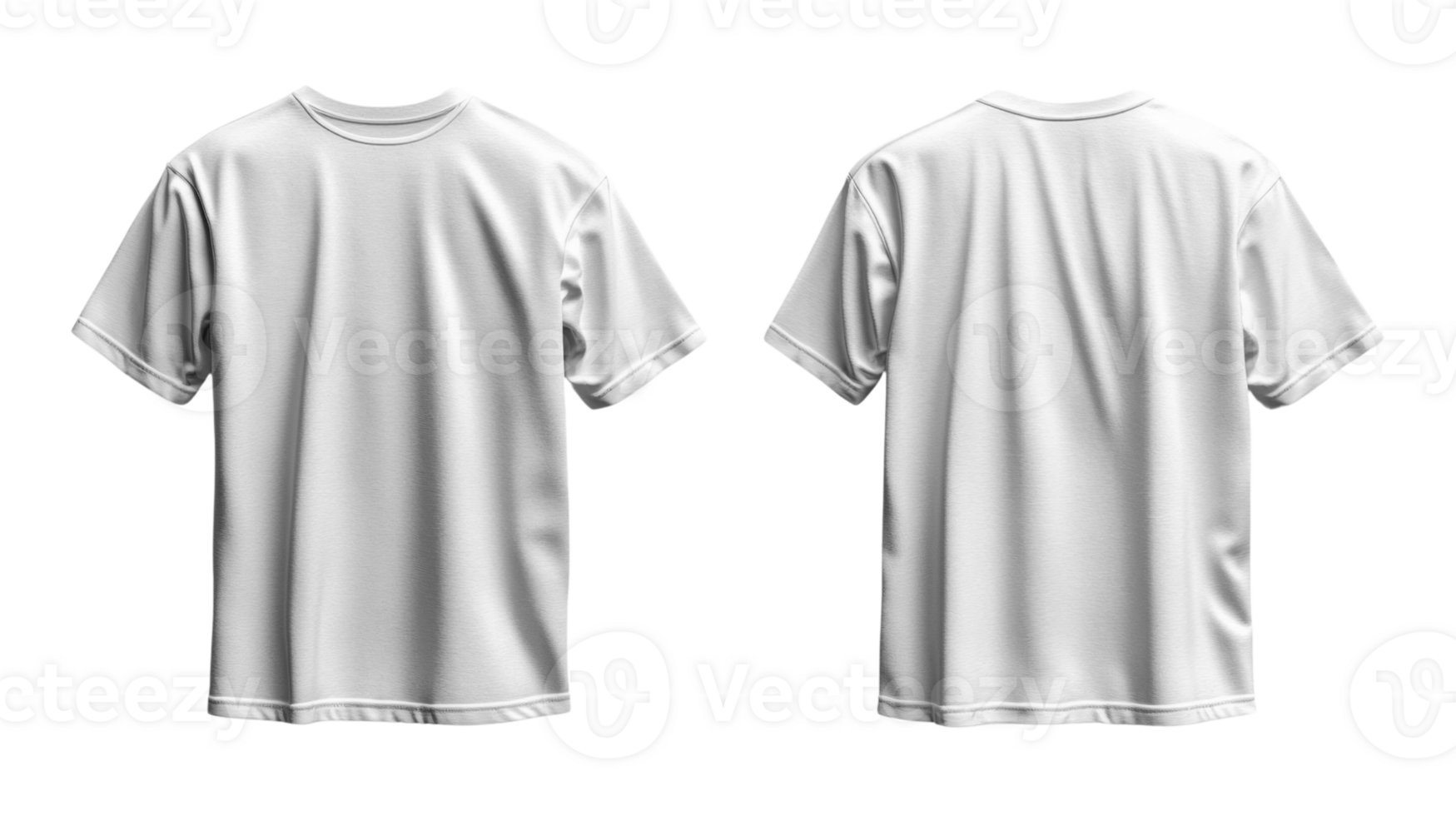Collection of Plain white t shirt mockup, front and back view, suitable for design png