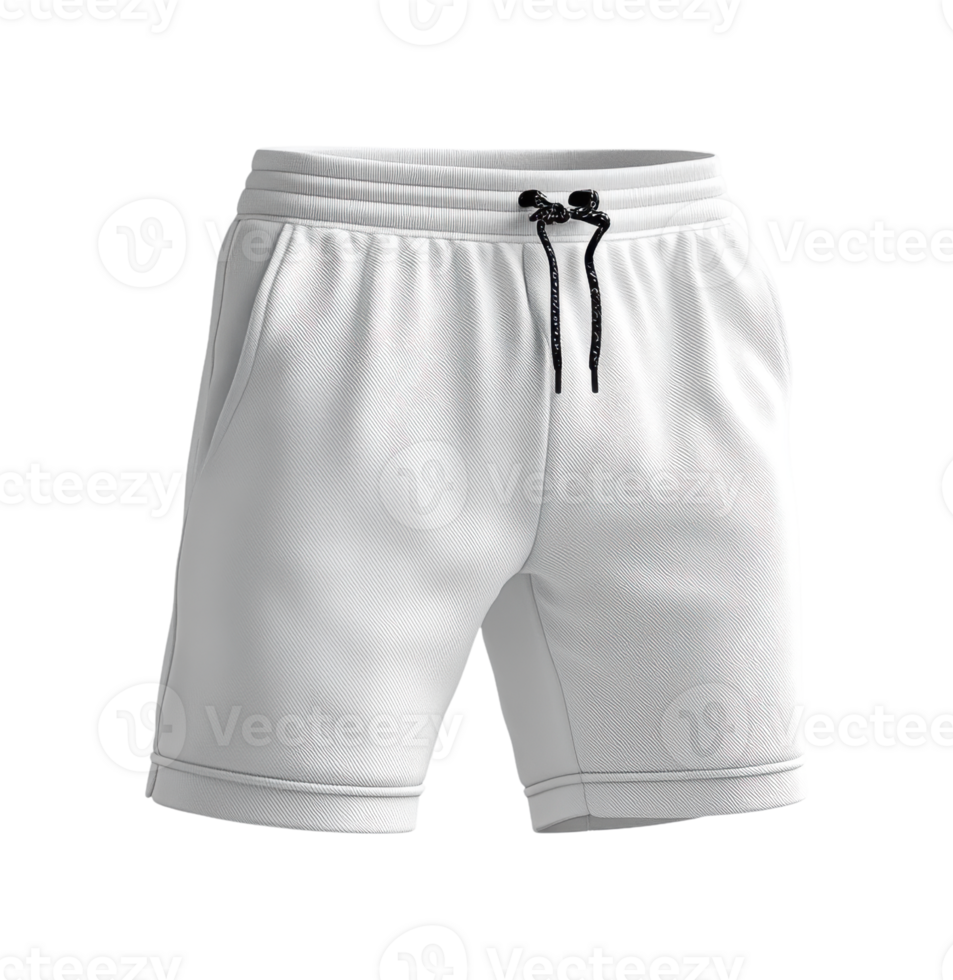 White athletic shorts with drawstring png