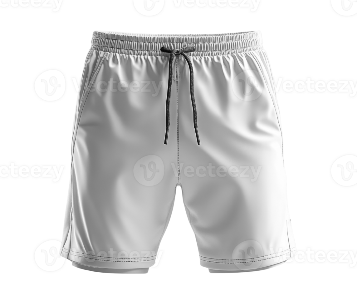 Lightweight white athletic shorts with elastic waistband and drawstring. Perfect for sports and casual wear png