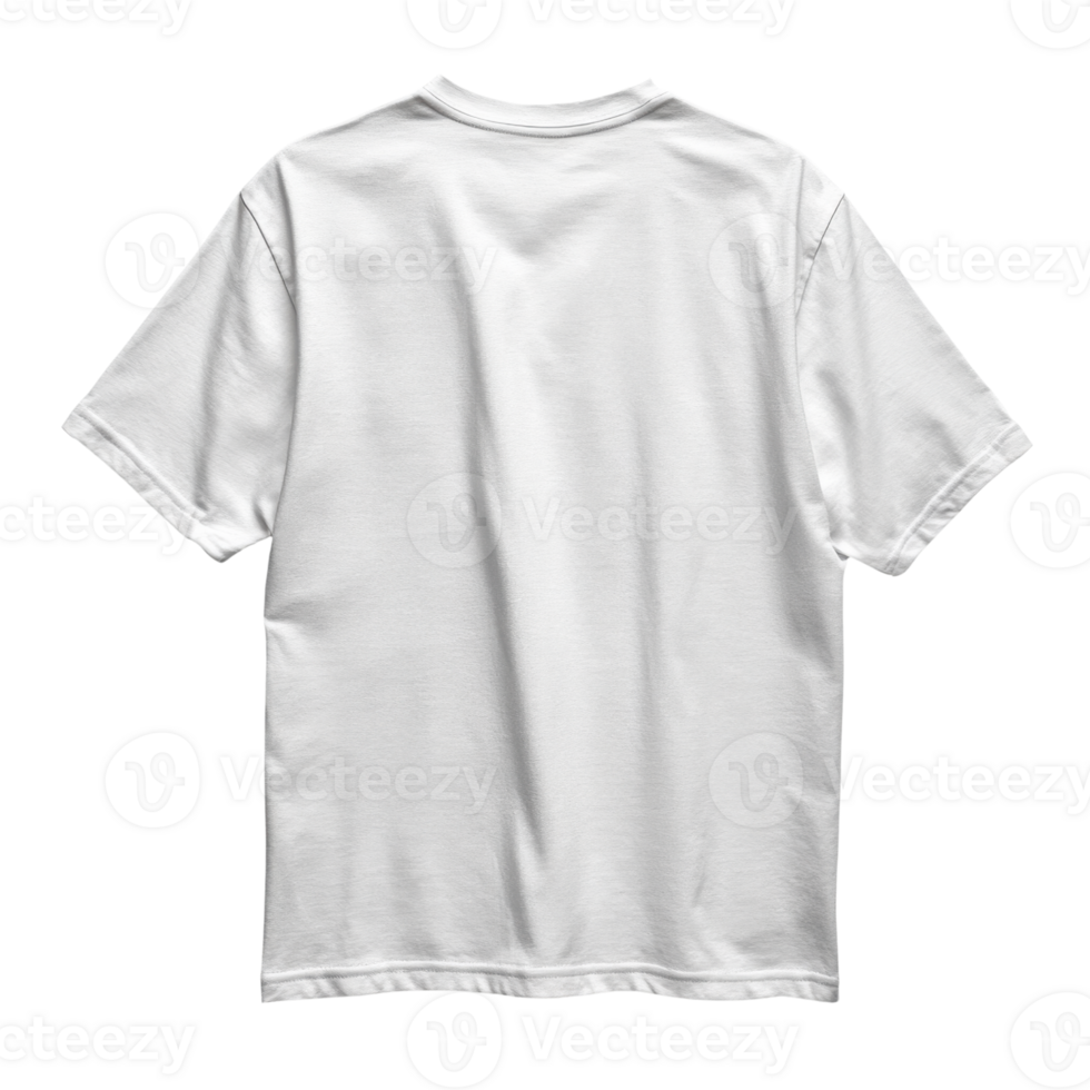 White t shirt, plain design, casual wear, back view, clothing item, comfortable fabric png