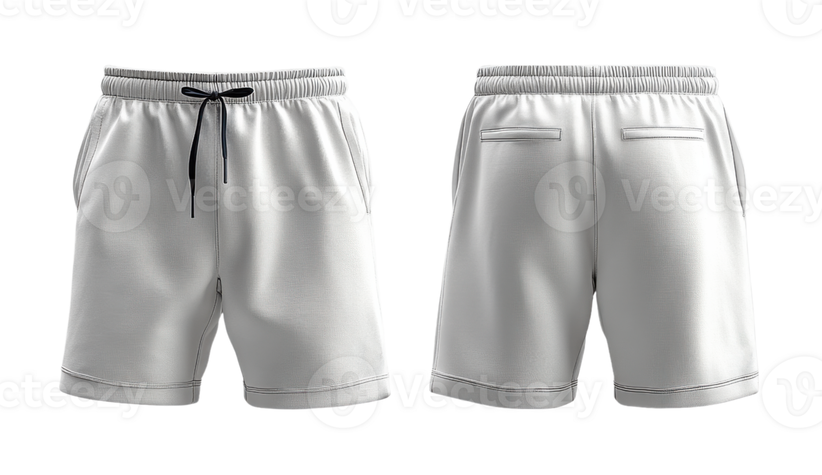 Plain White athletic shorts with pockets and drawstring png