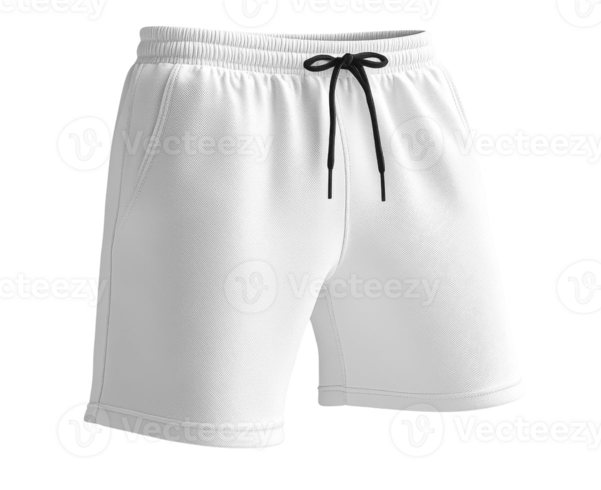 White athletic shorts with elastic waistband png