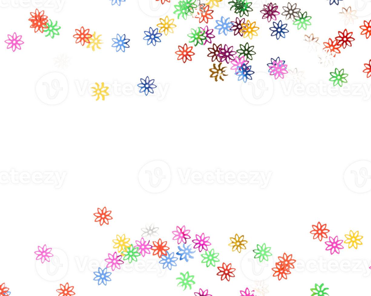Confetti Colorful flowers scattered on transparency background create vibrant and cheerful atmosphere png