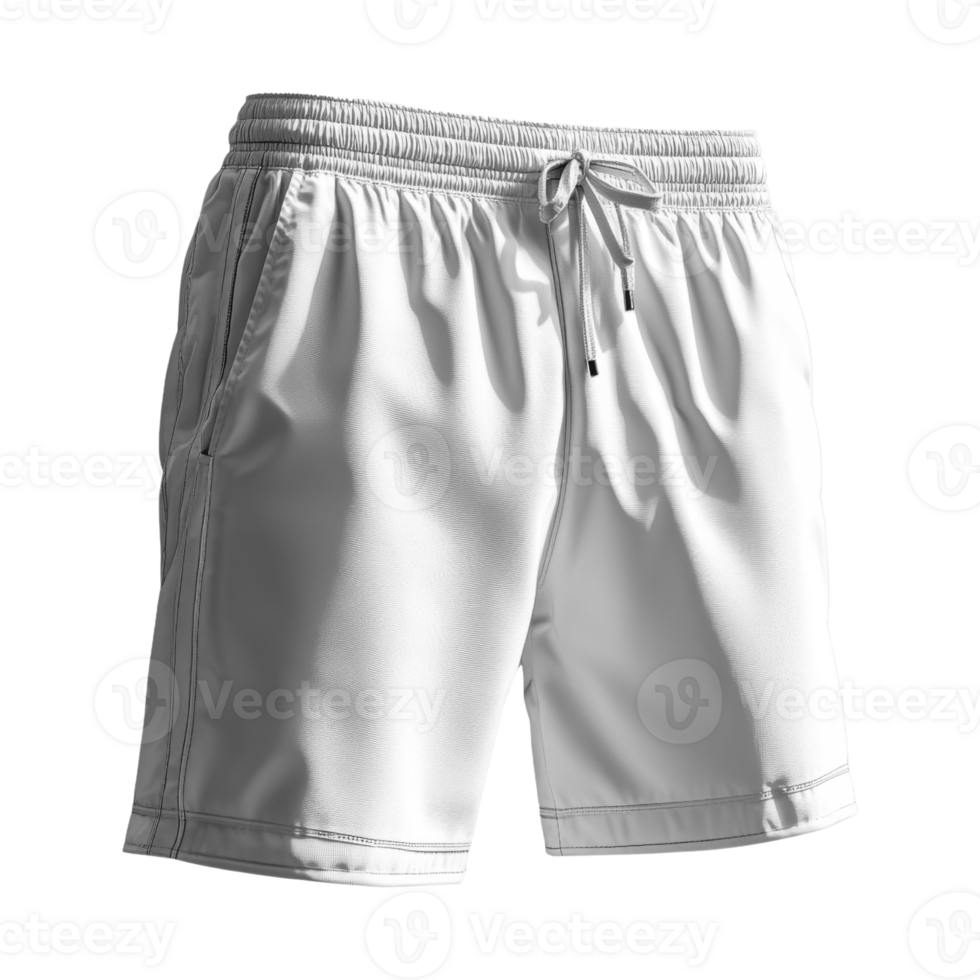 Lightweight white athletic shorts with pockets and drawstring. Perfect for sports or casual wear png
