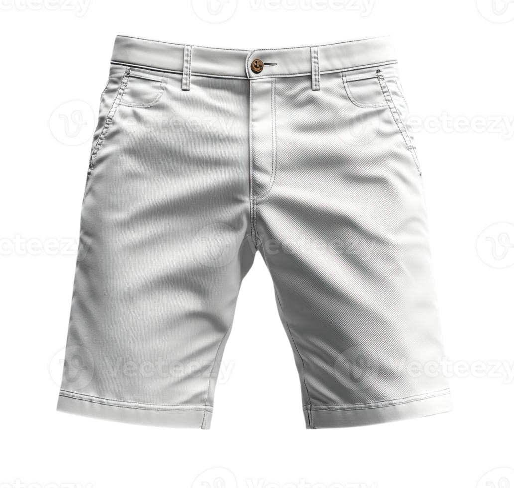 Light gray shorts with button closure and pockets, perfect for summer wear png