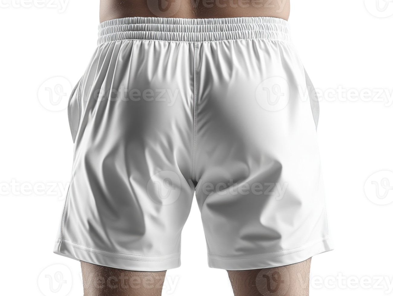 White athletic shorts on male figure, showcasing sporty look and comfortable fit. Ideal for workouts or casual wear png