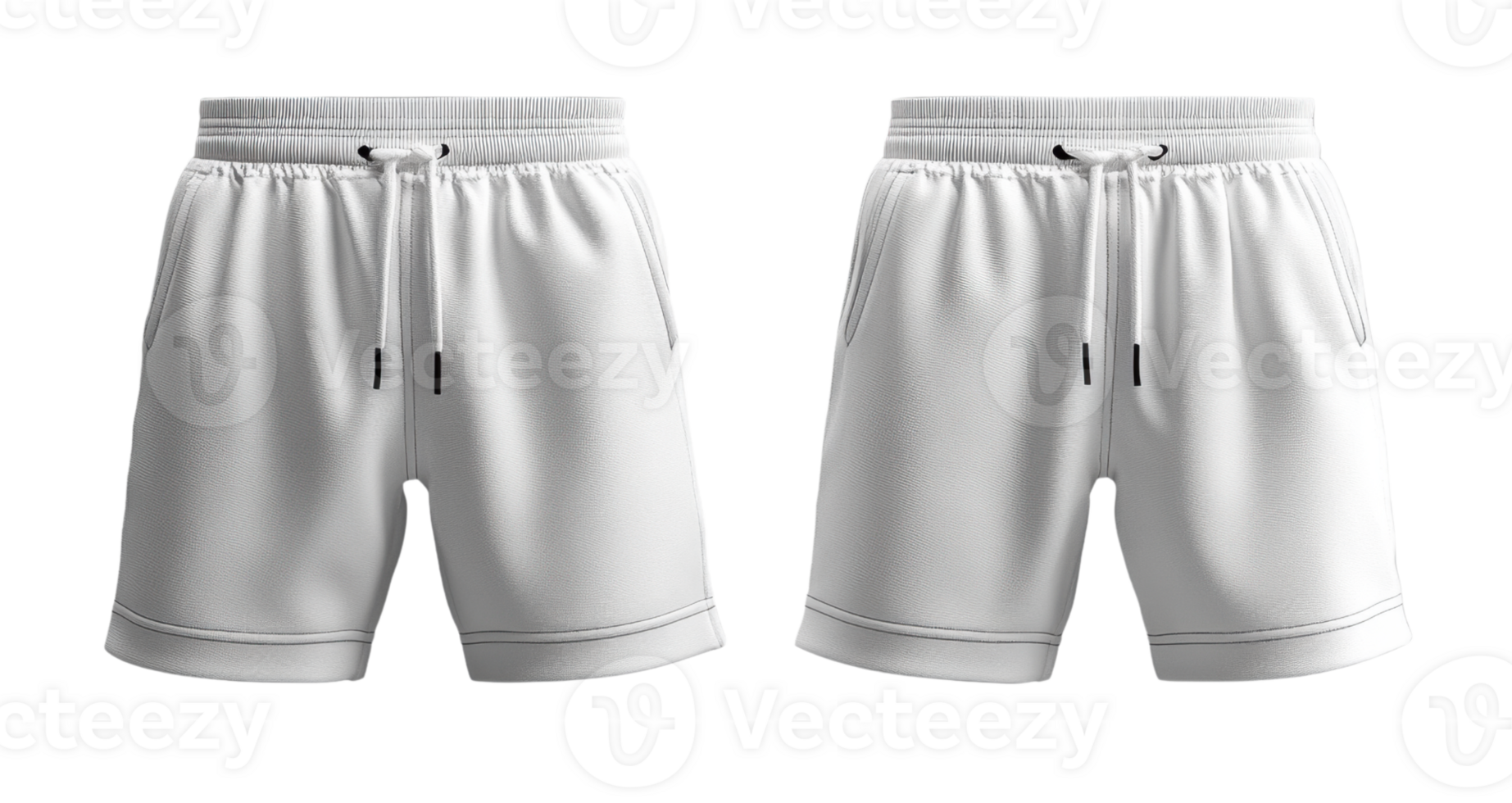 White athletic shorts with drawstring and side pockets, perfect for sports or casual wear png