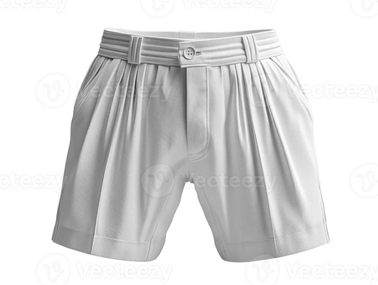 White pleated shorts with button closure, perfect for casual wear png
