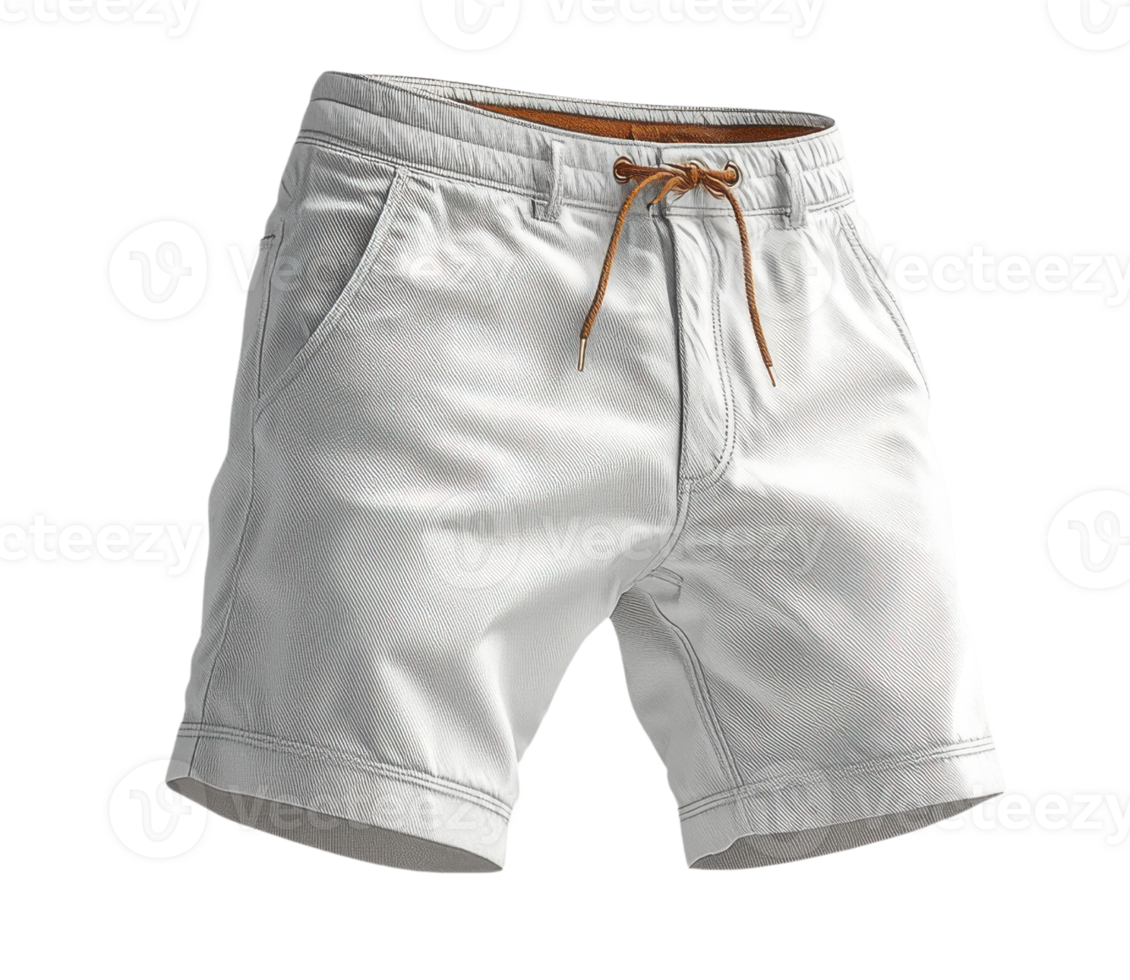White shorts with drawstring, casual summer wear, lightweight fabric, stylish design, comfortable fit, versatile clothing png