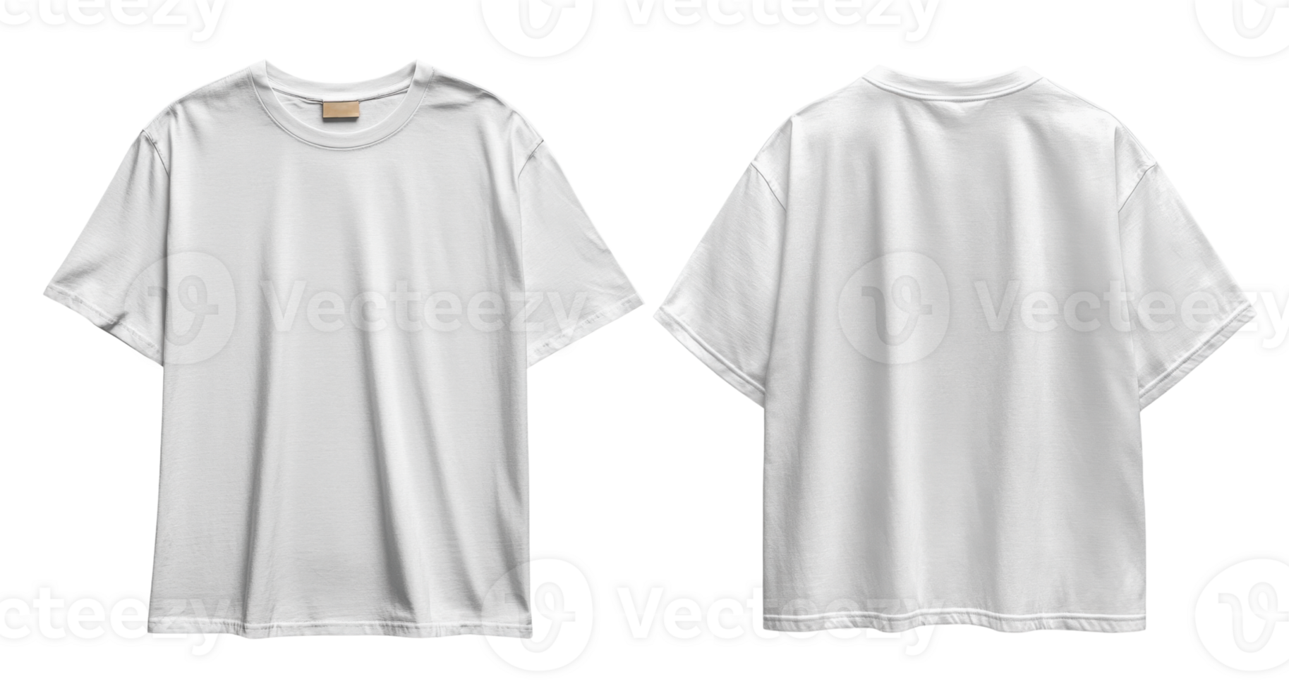 plain white t shirt displayed from front and back, showcasing its simple design and versatility. png