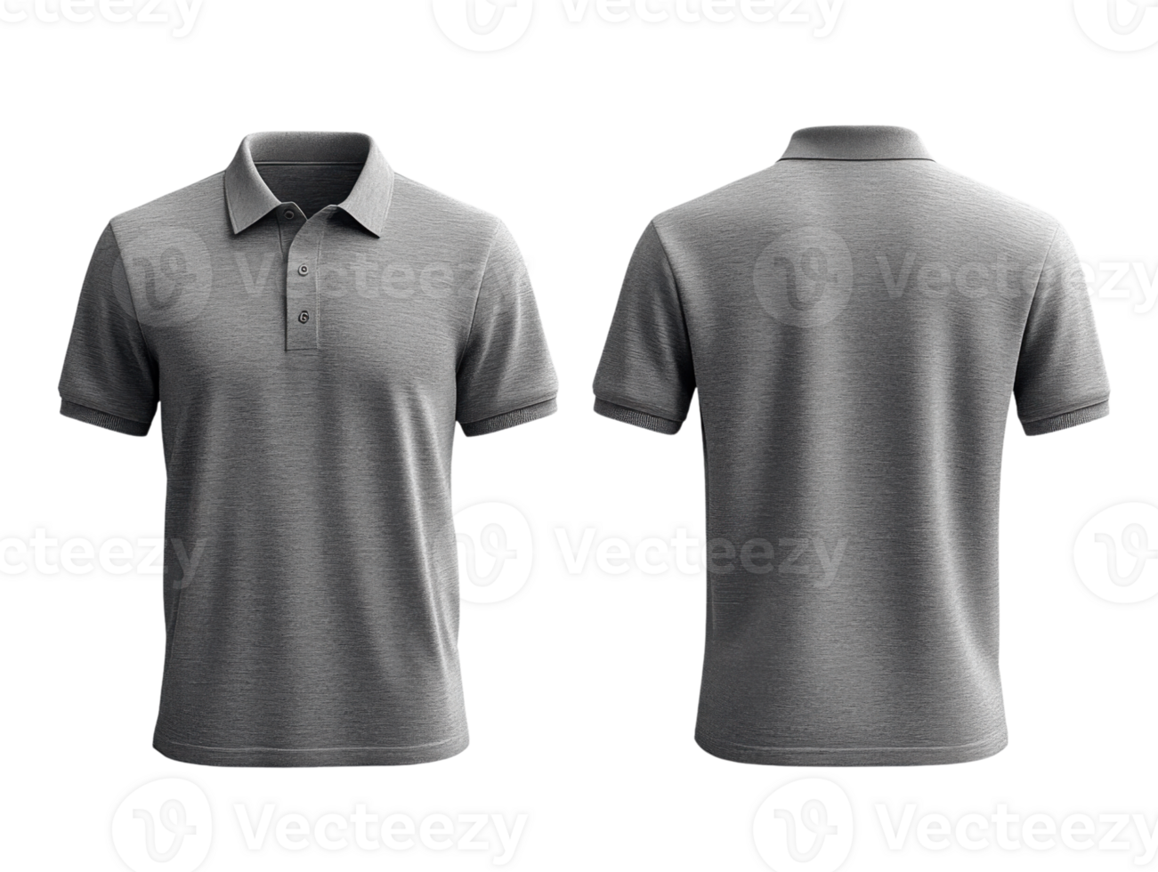 Gray polo shirt with front and back views, perfect for casual wear png