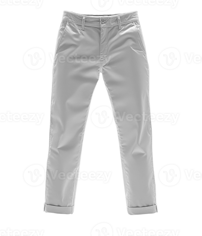 Light gray chinos with rolled cuffs, perfect for casual wear png