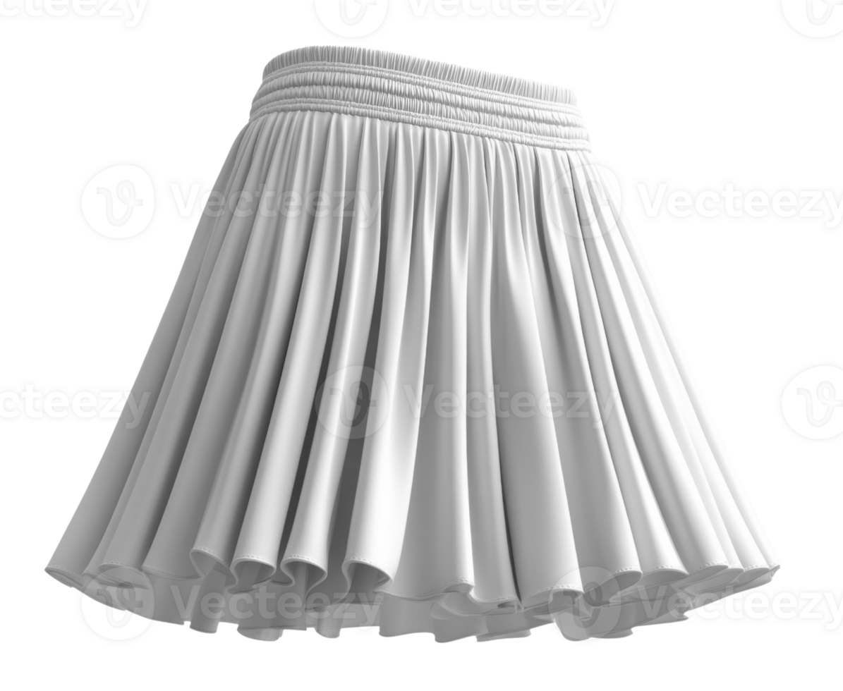 white pleated skirt with elastic waistband, perfect for casual wear png