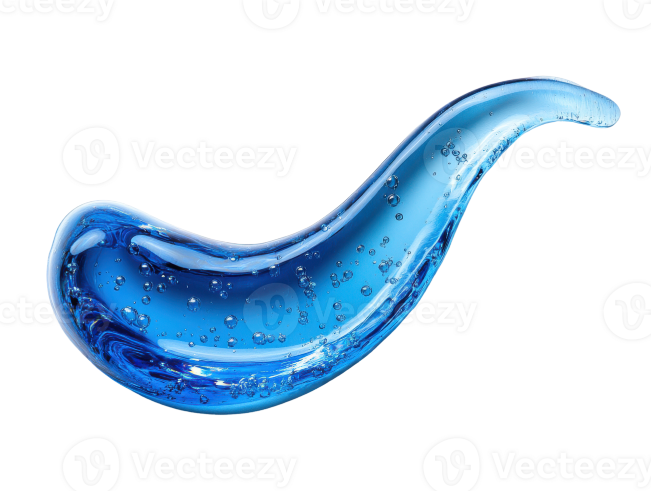 smooth, flowing blue water droplet with bubbles, symbolizing purity and freshness png