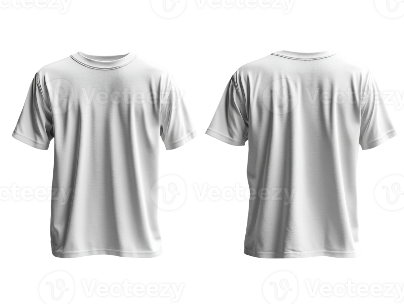 Set of white t shirt mockup, front and back view, suitable for design png