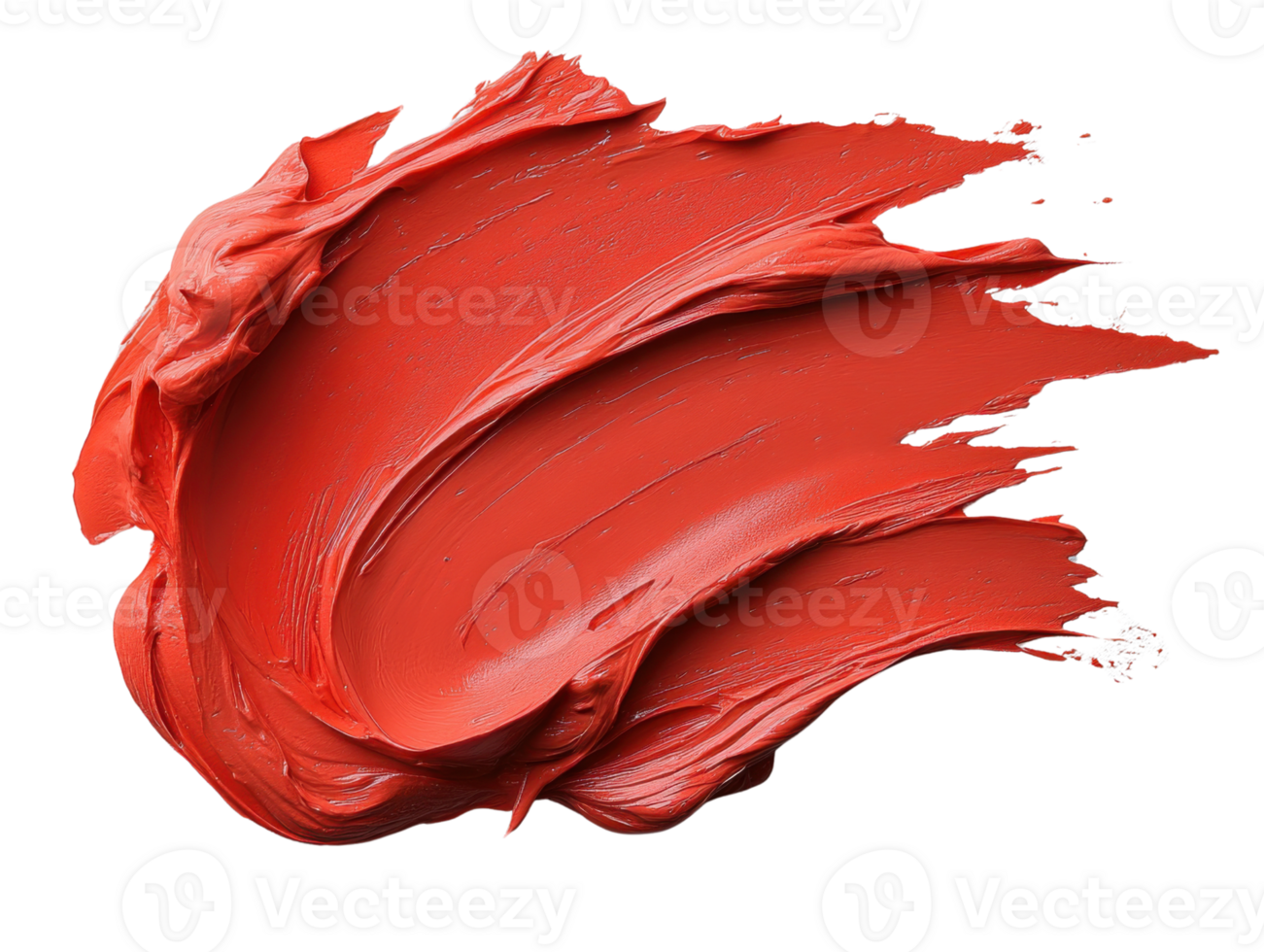 Bright red paint smear on transparency background, showcasing texture and movement png