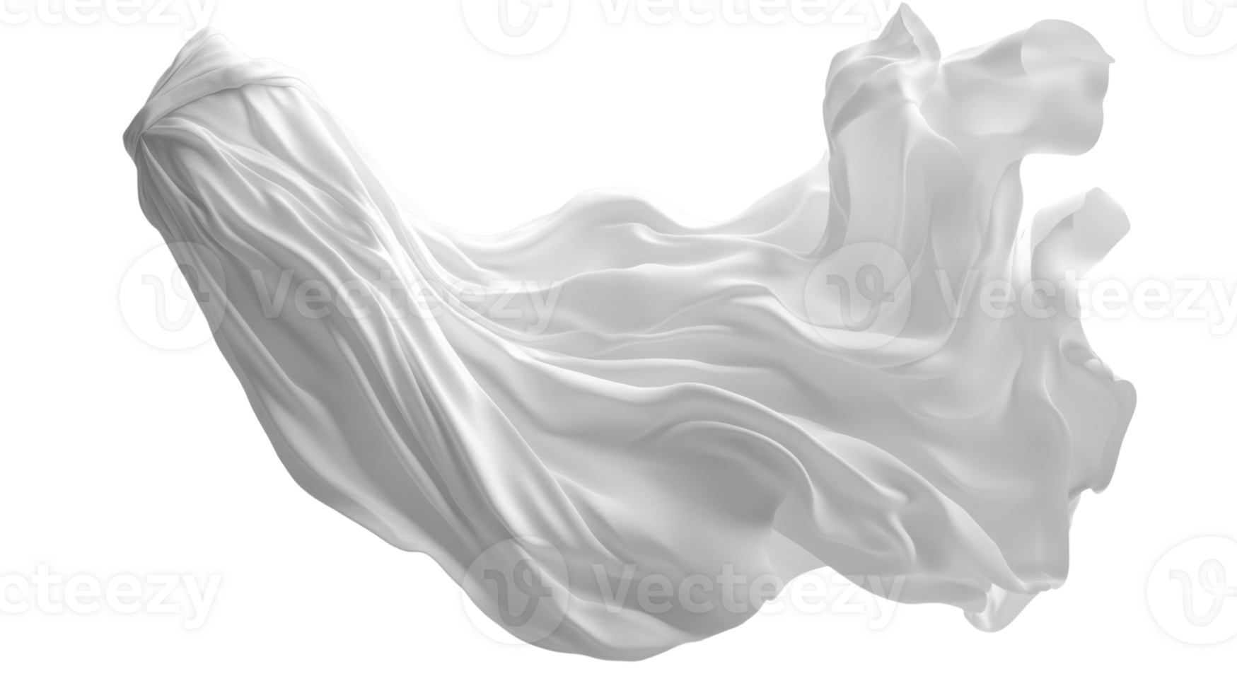 flowing white fabric drapes gracefully in air, creating sense of elegance and movement png