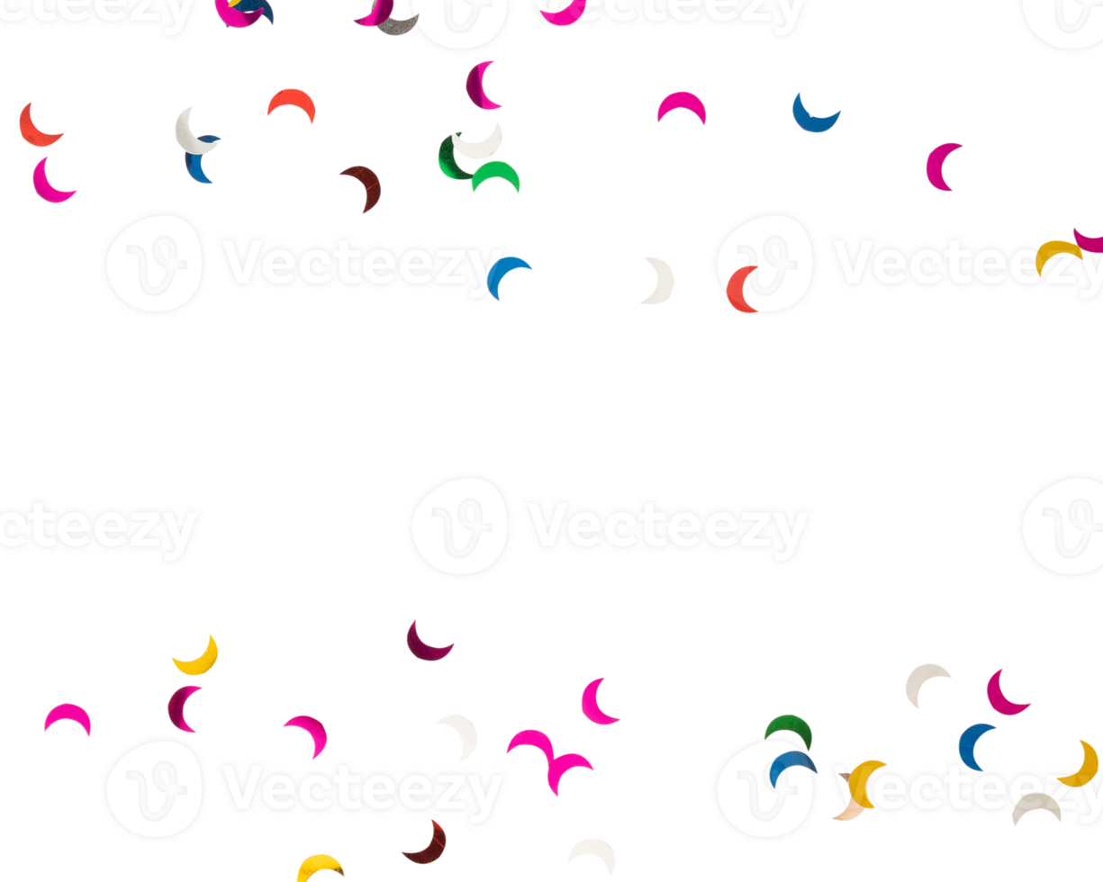 Colorful crescent shapes scattered on transparency background create vibrant and playful atmosphere png