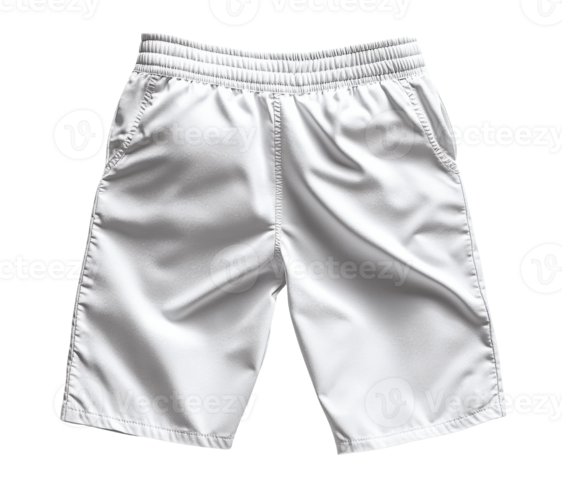 A White shorts with elastic waistband and pockets, perfect for sports or casual wear png