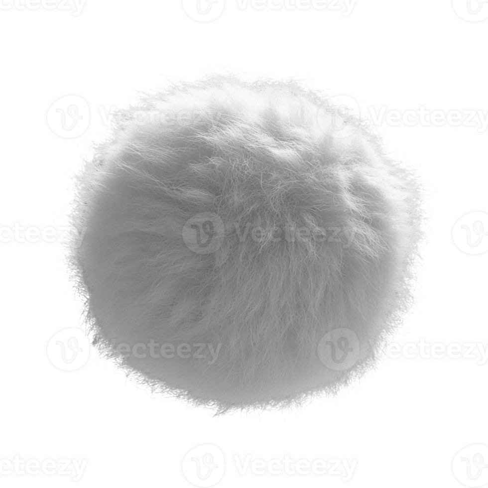 Fluffy white sphere with soft texture and fuzzy appearance, isolated on transparency background png