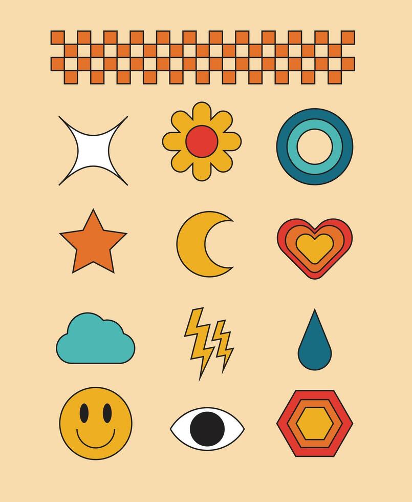 Illustration set element retro unique design vector