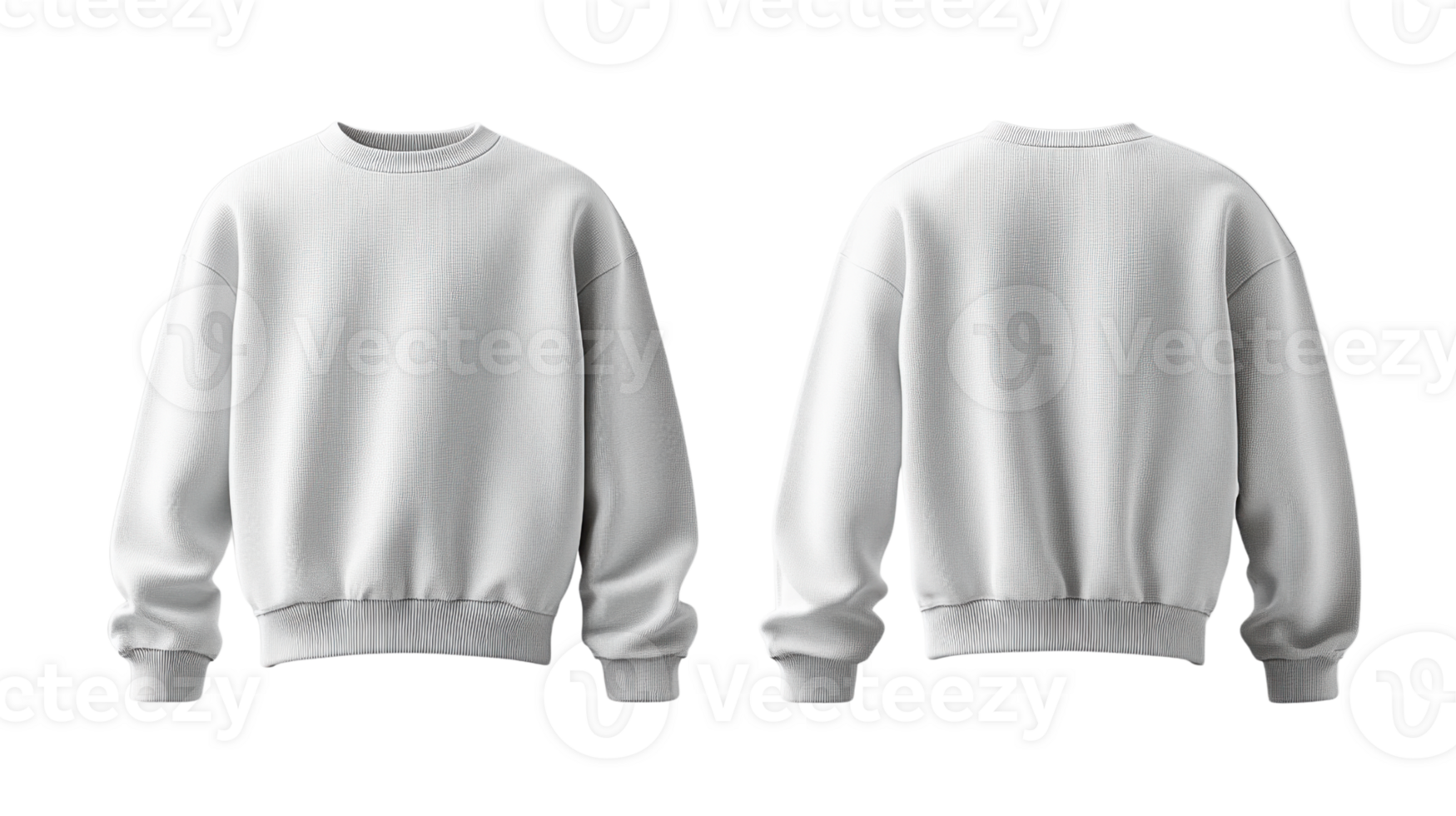 plain white sweatshirt displayed from front and back, showcasing its simple design and comfortable fit png