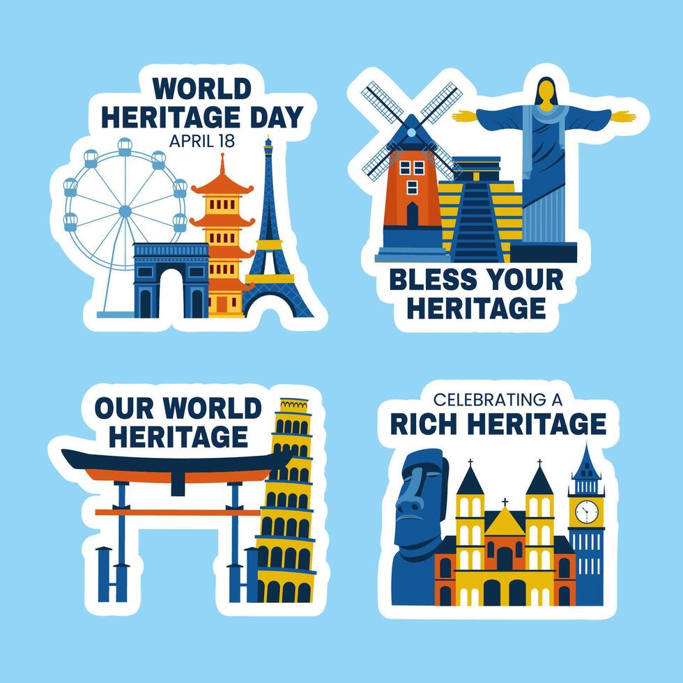 International Heritage Day Flat Cartoon Style Label for Social Media vector