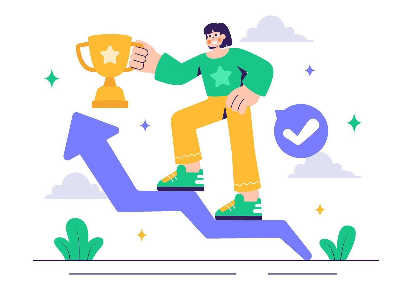 Career Ladder and Personal Growth Concept in Flat Style Design vector