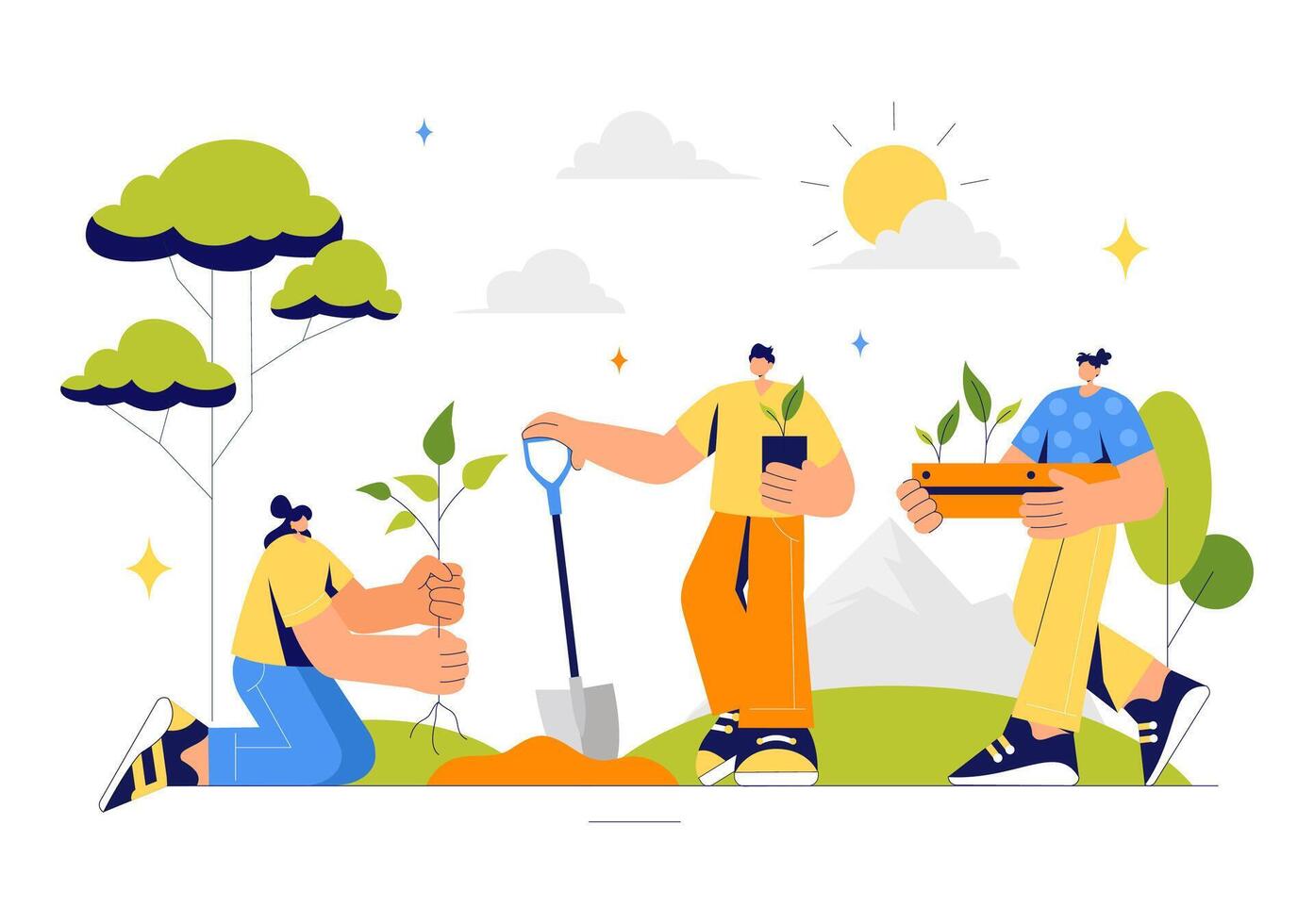 Eco-Friendly Illustration of Reforestation and Nature Preservation vector