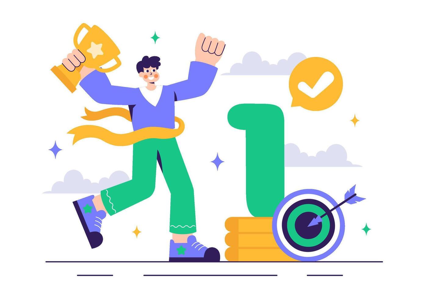 Leadership and Growth Journey of an Entrepreneur in a Flat Cartoon Style vector