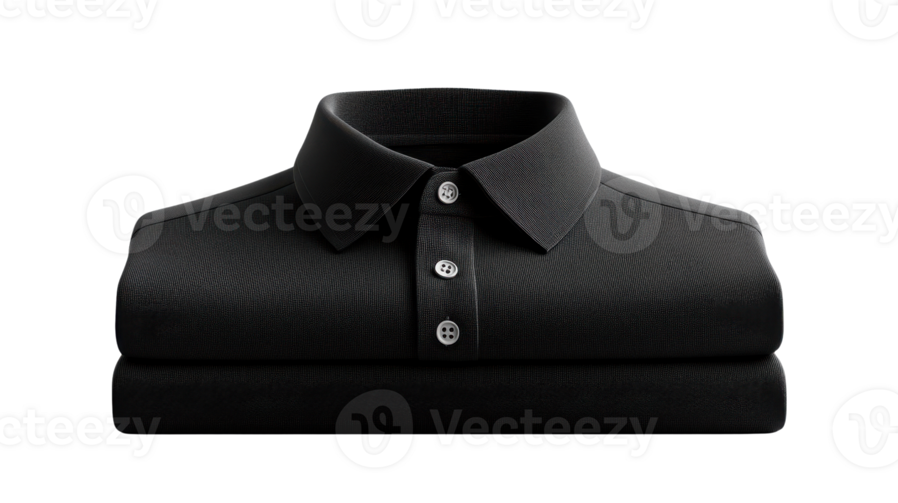 Black polo shirt with buttons, folded neatly, casual wear png