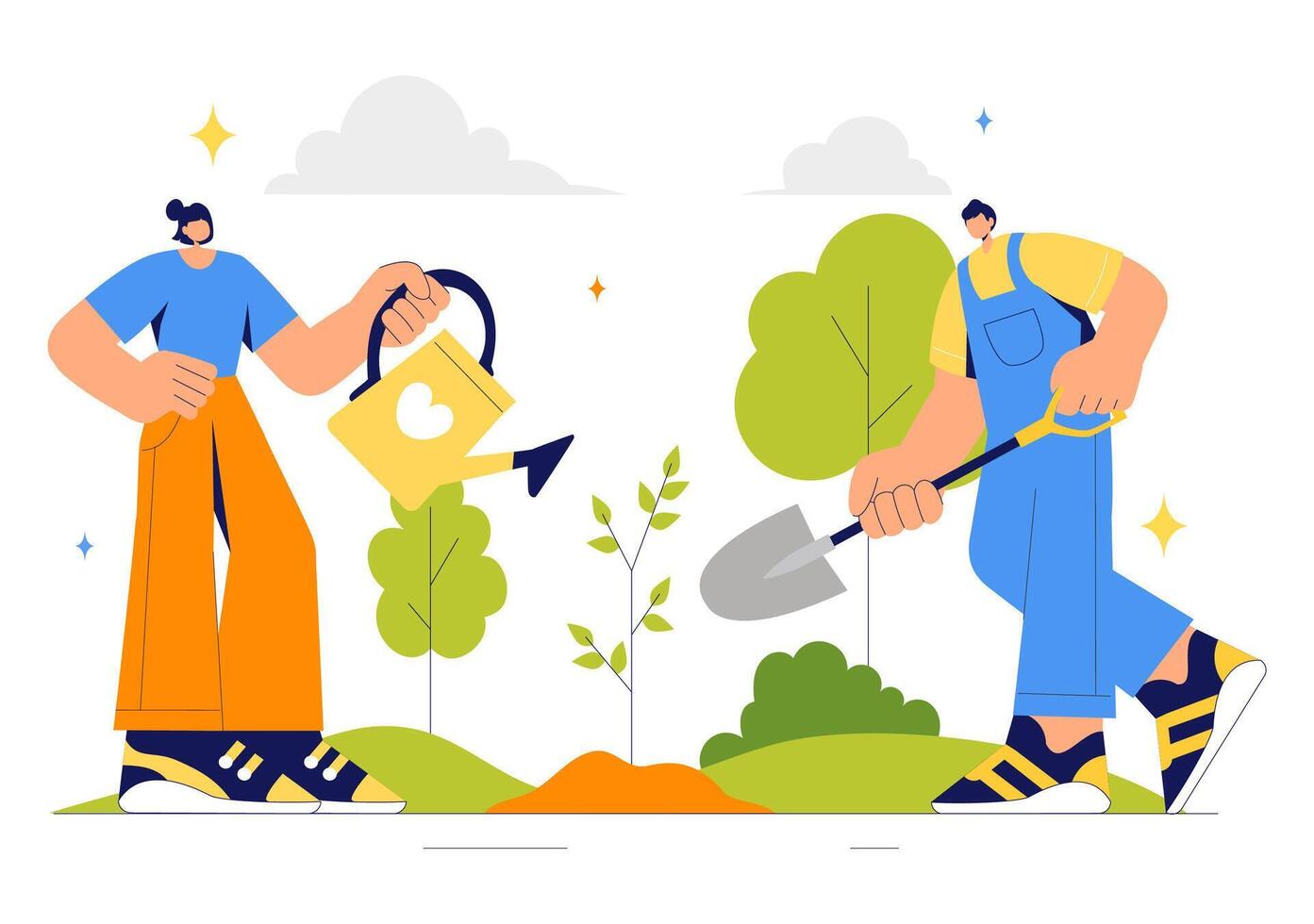 Save Nature Illustration Featuring Reforestation and Eco Awareness vector