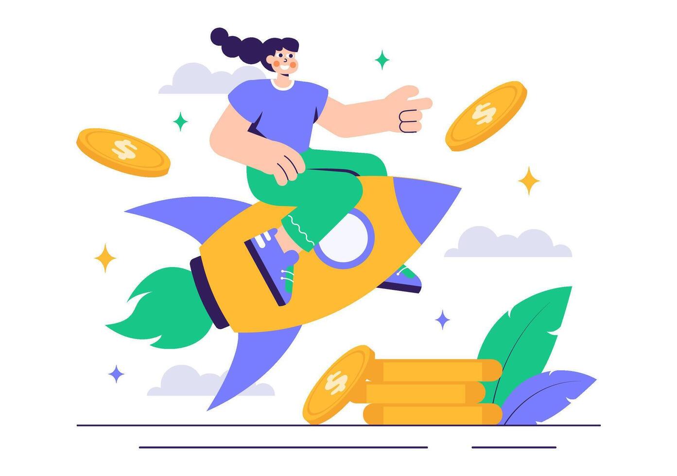 Professional Development and Hard Work Symbolized in a Cartoon Illustration vector