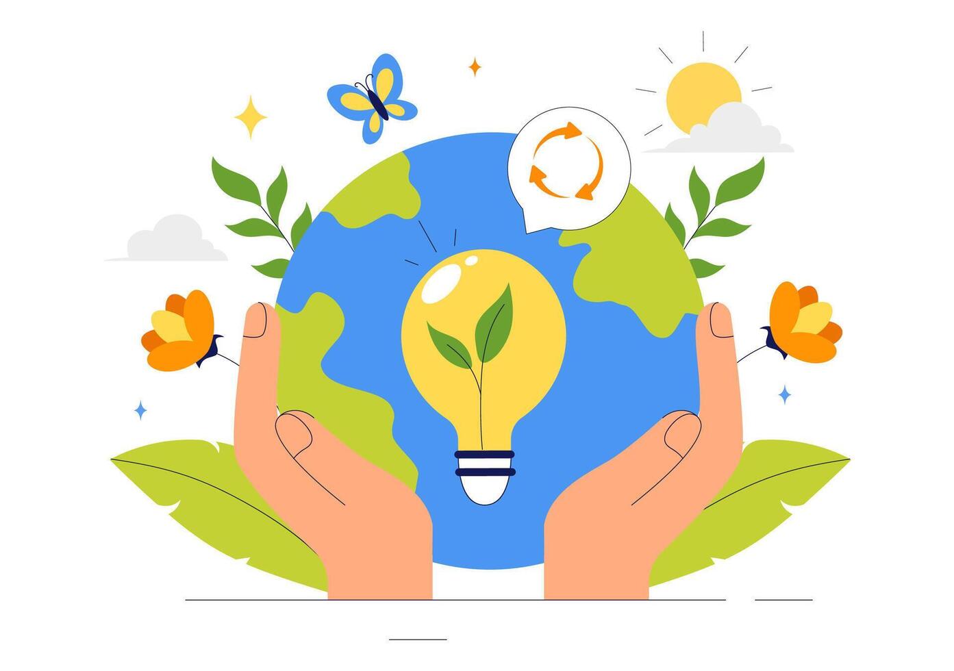 Planting Trees Illustration for Saving Forests and Reducing Carbon Footprint vector