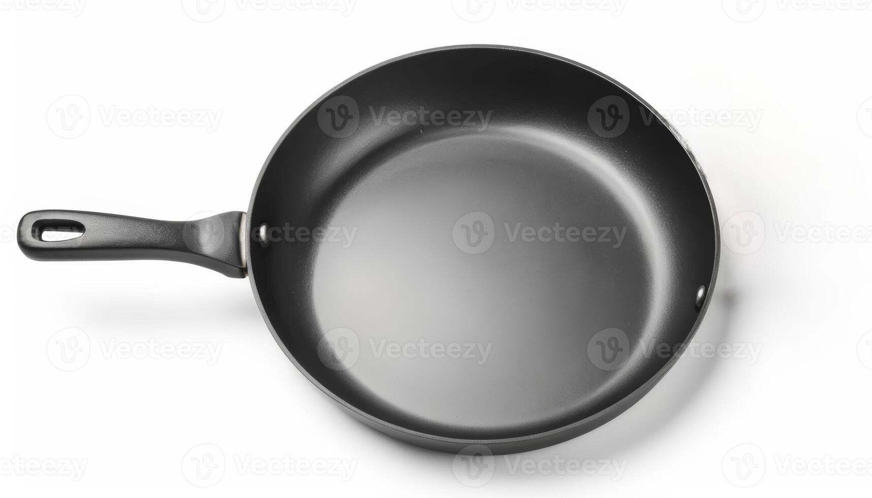 A sleek black frying pan emphasizes a non-stick surface and modern design, suitable for promoting kitchen tools, cookware, or culinary education. photo