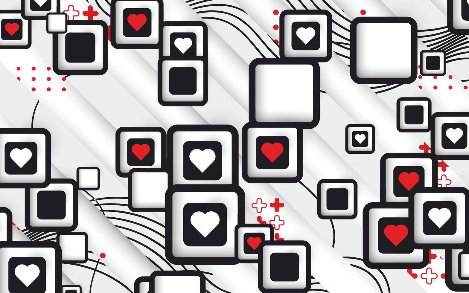 Geometry design with love-themed background and white stripes vector