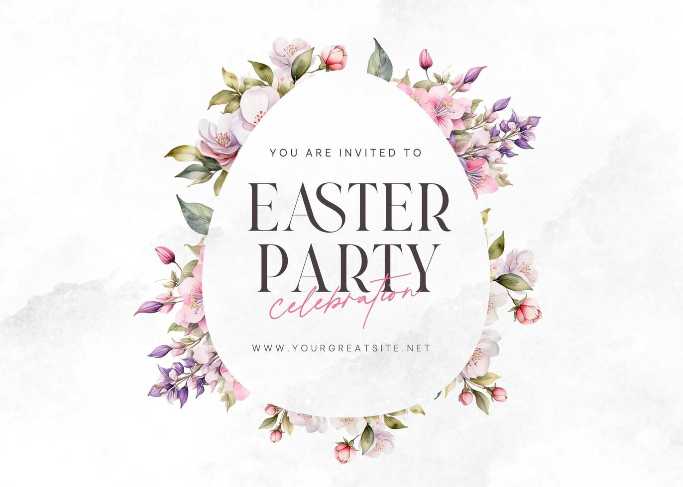 Minimalist Floral Easter Party Invitation template