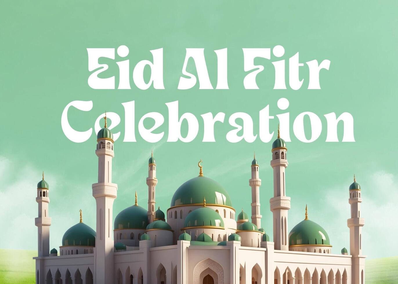 3d green modern minimalist idul fitri gathering greeting card template