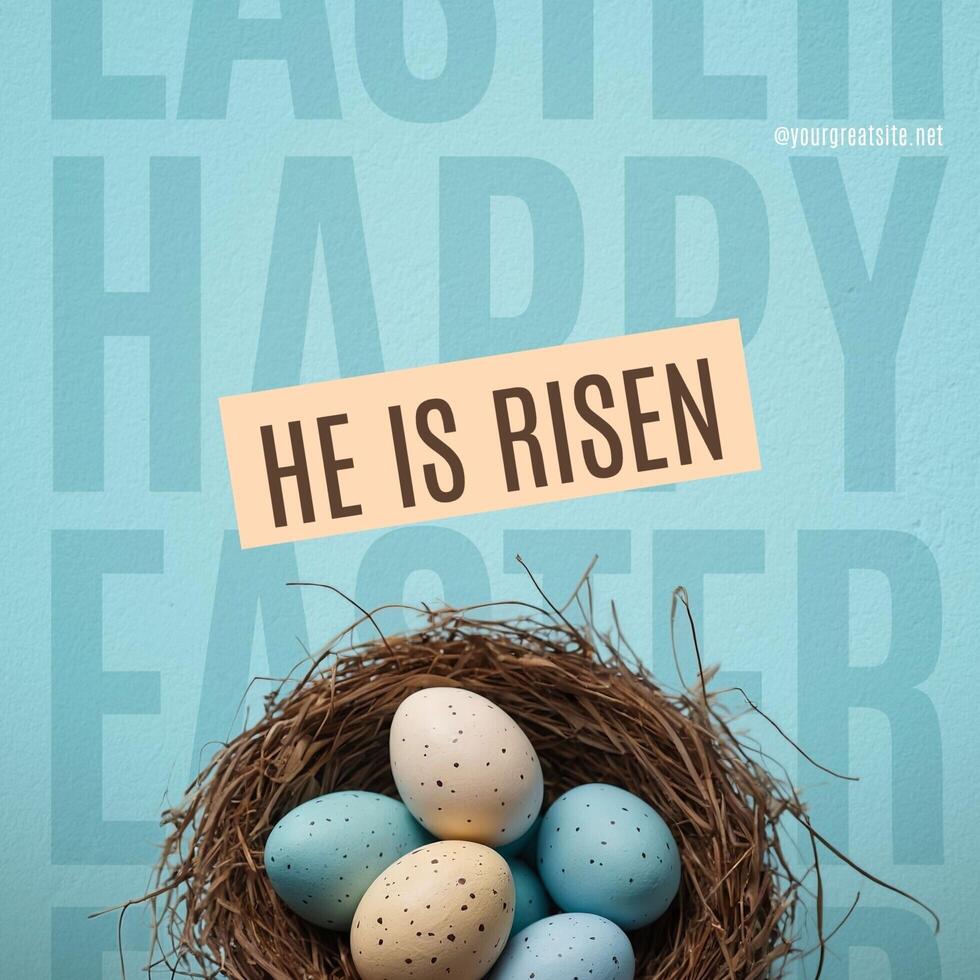 Minimalist Happy Easter with Easter Egg Nest For Instagram Post template