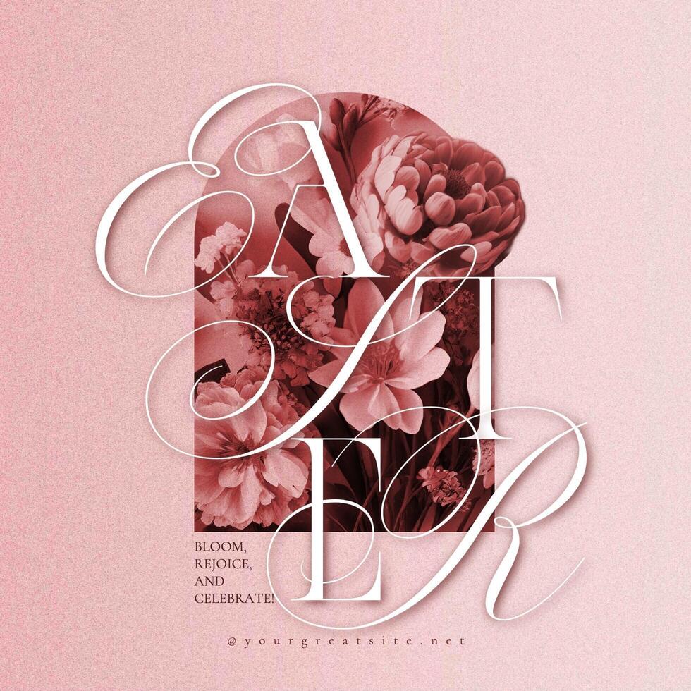 Easter Greeting with Spring Flowers Bouquet For Instagram Post template