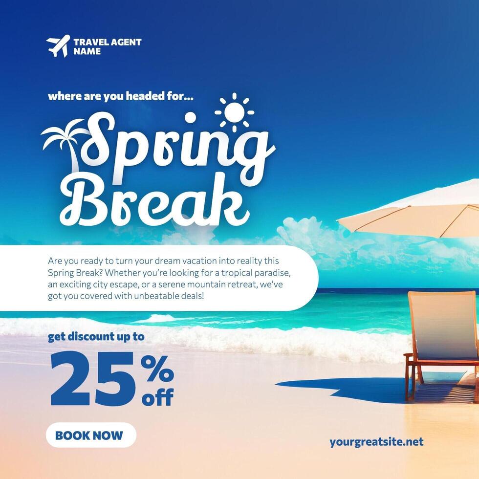 Spring Break Travel Promo Post template