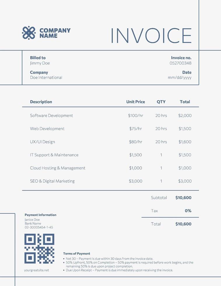 Invoice Template for Tech Company
