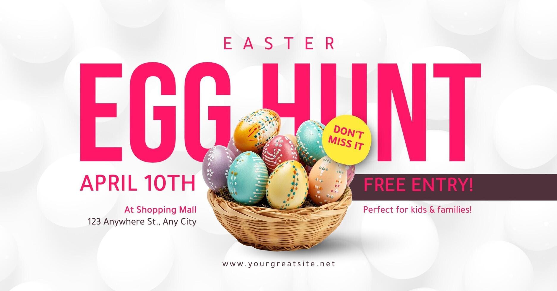 Grey Pink Easter Egg Hunt Facebook Ad template