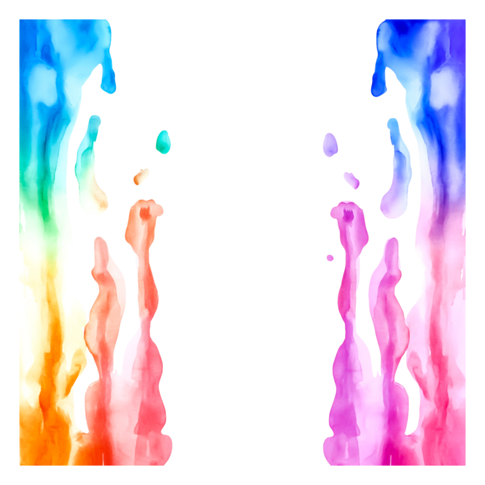 Vibrant Abstract Colorful Watercolor Splashes on png